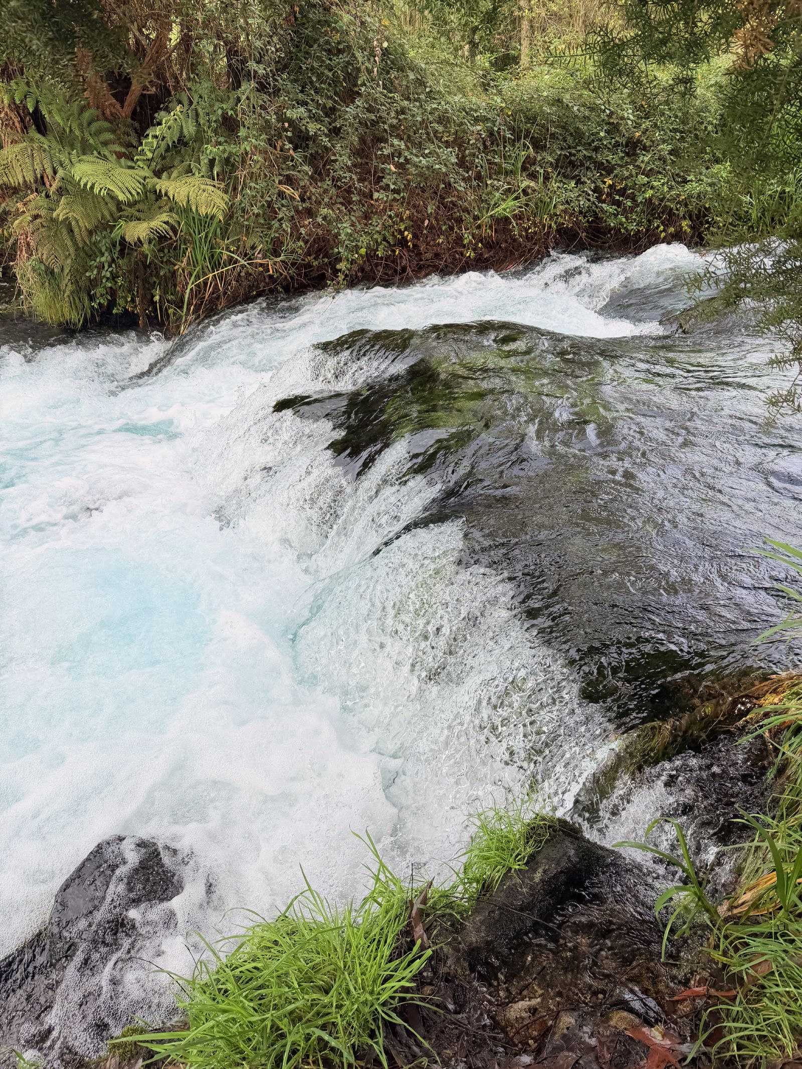 Where the stream speeds up near the outlet