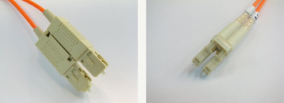 SC and LC fibre connector close-up photos